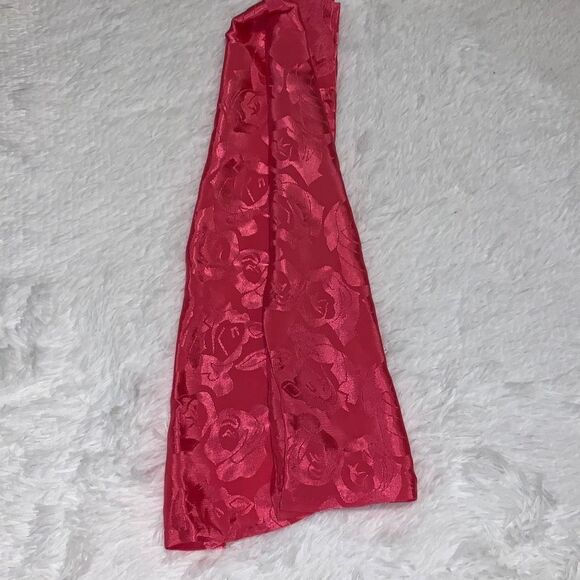 Vintage Pink Floral Imprinted Satin Hand Stitched Long Scarf Wrap 9.5”X45” - Picture 8 of 12